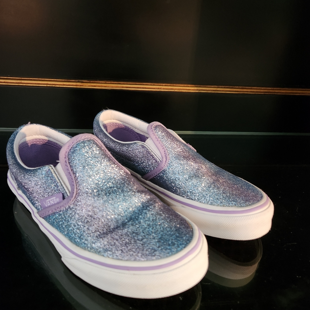 Vans Kids Glitter Slip-On Shoes - Blue and Purple